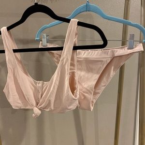 Knot ribbed bralette bikini